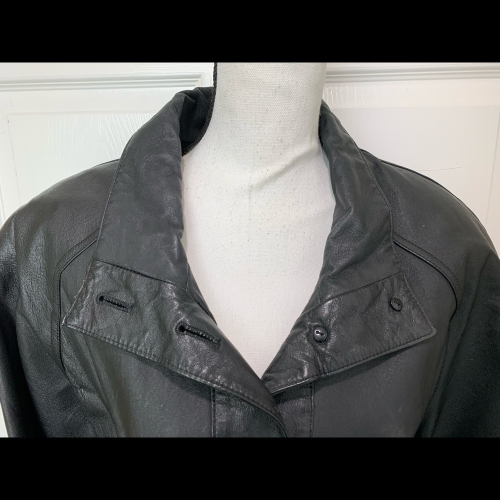 Jacqueline Ferrar Medium Black Leather Jacket Coat - image 3
